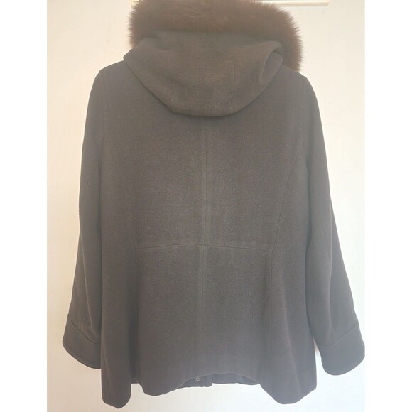 VTG Forecaster Platinum SZ 10 Brown Lambs Wool Blend Fox Fur Trim Hooded Coat - Picture 13 of 14
